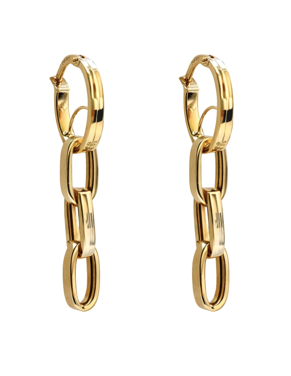 Aretes largos Mancini de oro 10 K pulido